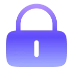 Minimalistic purple lock icon with a gradient effect.